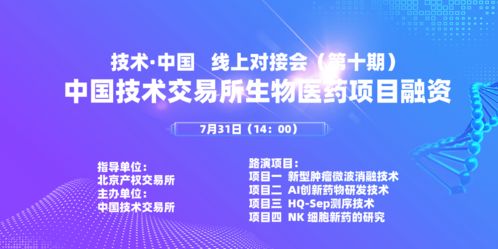 生物醫藥項目融資 第十期 線上對接會創新技術專場成功舉辦